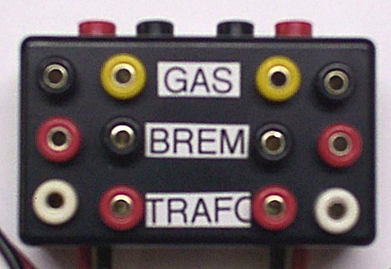 Anschlußbox mit 4mm Buchsen (Deutsche und Internationale Belegung) mit Stromzuführungskabel